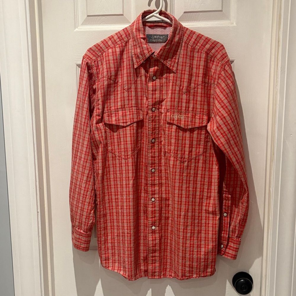 Orvis pearl snap button down plaid SZ small trout bum